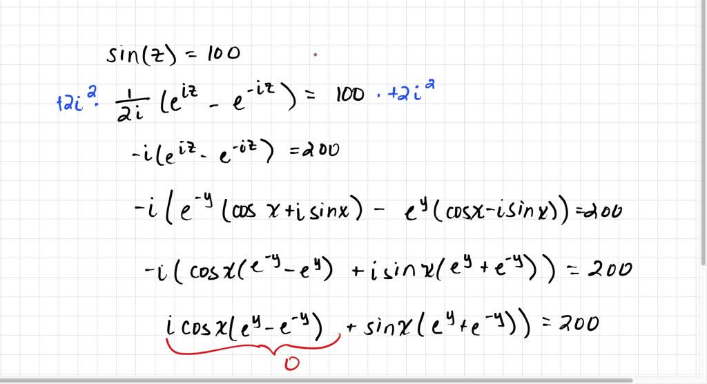 Encontrar todas las soluciones de las sigaientes ecuaciones. sen z=1000 ...