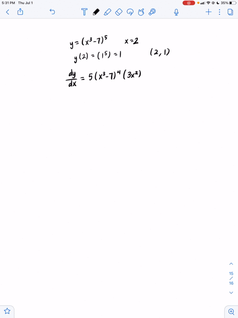 find-the-equation-of-the-tangent-to-the-curve-yleftx3-7right5-at-x2