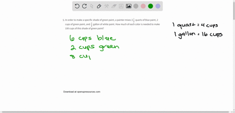 in-order-to-make-a-specific-shade-of-green-paint-a-painter-mixes-1-frac12-quarts-of-blue-paint-2-cup
