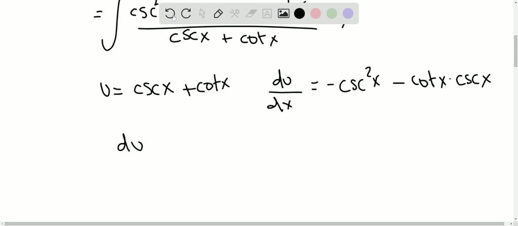 SOLVED:Integrals of cot x and cscx Prove that ∫cscx d x=-ln|cscx+cotx ...