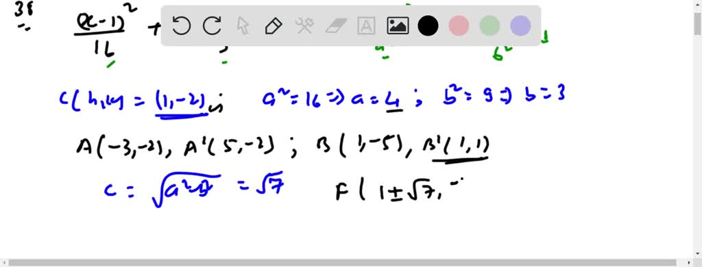 Solved Graph Each Ellipse And Give The Location Of Its Foci Frac X 1 2 16 Frac Y 2 2 9 1