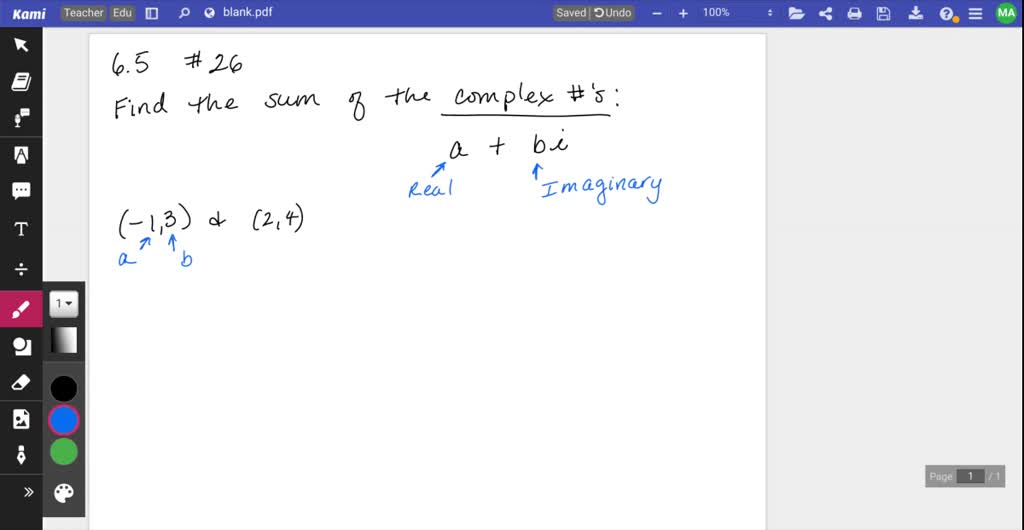 ⏩SOLVED:Find the sum of the complex numbers in the complex plane ...