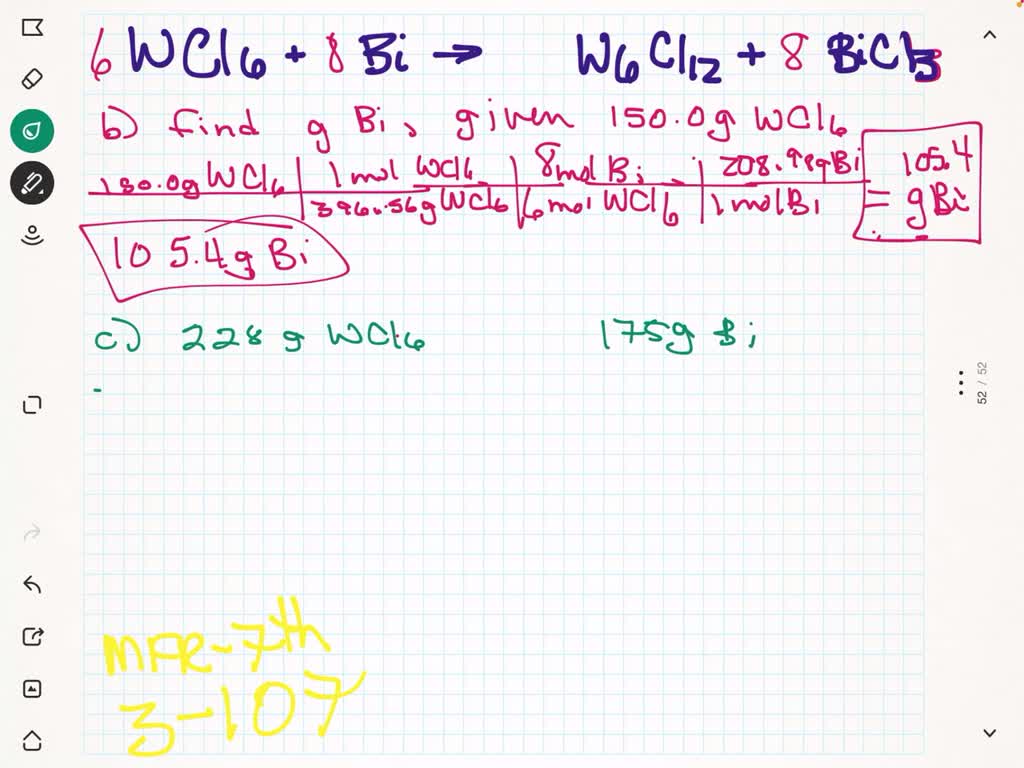 SOLVEDThe reaction of tungsten hexachloride (WCl6) with bismuth gives