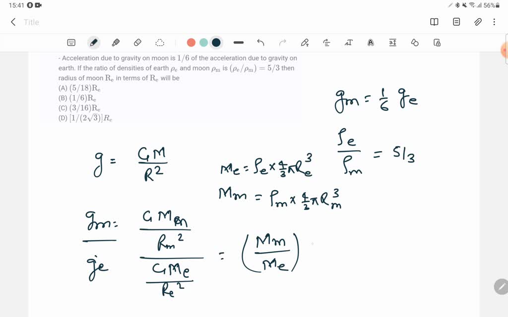 ⏩solved Acceleration Due To Gravity On Moon Is 1 6 Of The… Numerade