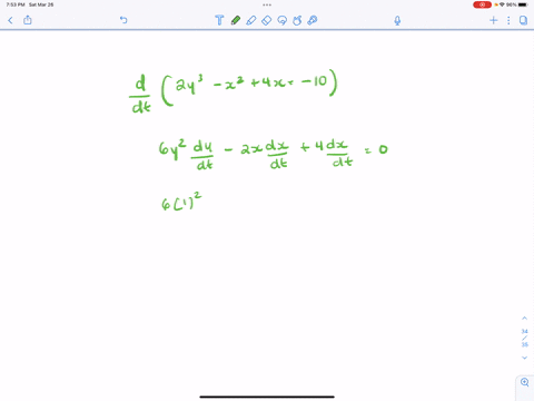 assume-that-all-variables-are-functions-of-t-if-2-y3-x24-x-10-and-fracd-yd-t-3-when-x-2-and-y1-find-