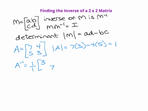 find-the-inverse-of-each-of-the-following-matrices-if-it-exists-aleftbeginarrayll-7-4-5-3-endarrayri