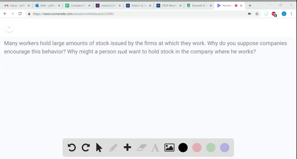 SOLVED:Many workers hold large amounts of stock issued by the firms at  which they work. Why do you suppose companies encourage this behavior? Why  might a person not want to hold stock