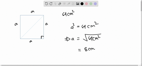 what-is-the-length-of-the-diagonal-of-a-square-whose-area-is-64-mathrmcm2