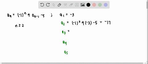 find-the-first-five-terms-of-the-recursively-defined-sequence-a_1-3-text-and-a_n-1n-4-a_n-1-5-quad-t