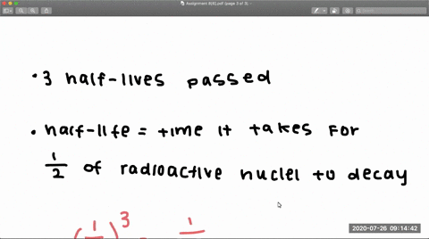 what-fraction-of-an-original-sample-of-a-radioactive-isotope-remains-after-three-half-lives-have-pas