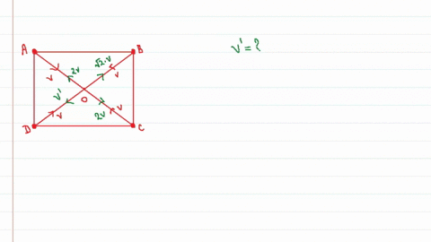 four-identical-particles-a-b-c-and-d-move-with-equal-speed-v-along-the-diagonal-of-a-square-towards-