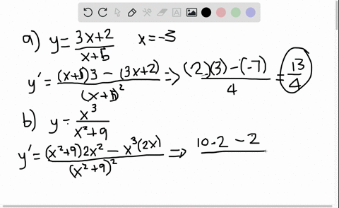 determine-fracd-yd-x-at-the-given-value-of-x-a-yfrac3-x2x5-x-3-b-yfracx3x29-x1-c-yfracx2-25x225-x2-d