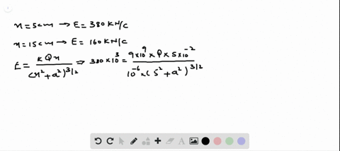 the-electric-field-on-the-axis-of-a-uniformly-charged-ring-has-magnitude-380-mathrmkn-mathrmc-at-a-2
