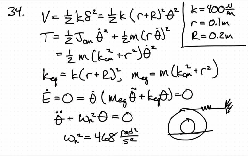 SOLVED:Determine the differential equation of motion of the 3-kg spool ...