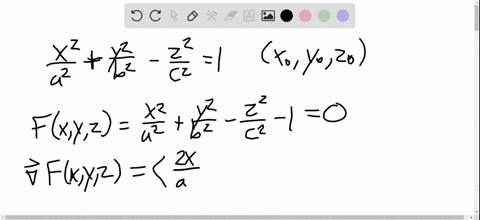 find-the-equation-of-the-tangent-plane-to-the-hyperboloid-x2a2-y2b2-z2c2-1-at-x_0-y_0-z_0-and-expres