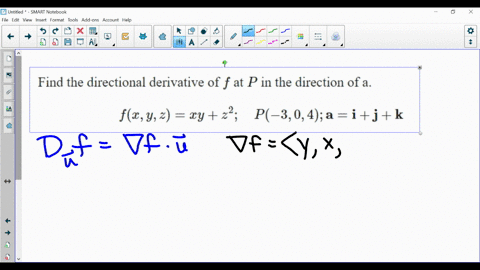 find-the-directional-derivative-of-f-at-p-in-the-direction-of-a-fx-y-zx-yz2-quad-p-304-mathbfamathbf