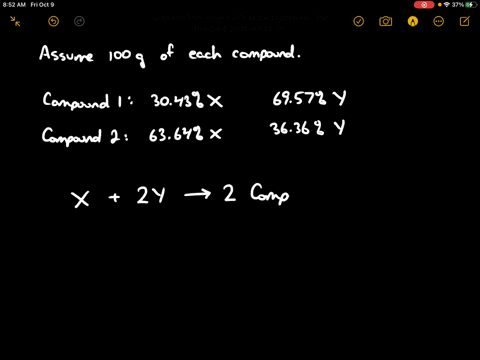 you-have-two-distinct-gaseous-compounds-made-from-element-mathrmx-and-element-mathrmy-the-mass-perce