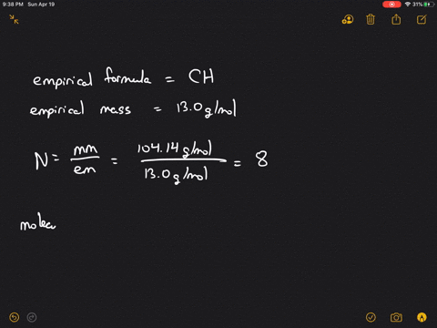 the-empirical-formula-of-styrene-is-mathrmch-the-molar-mass-of-styrene-is-10414-mathrmg-mathrmmol-wh