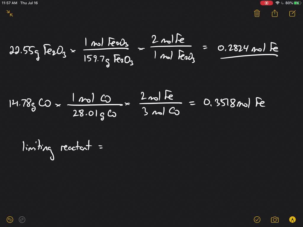 SOLVEDIron(III) oxide reacts with carbon monoxide according to the