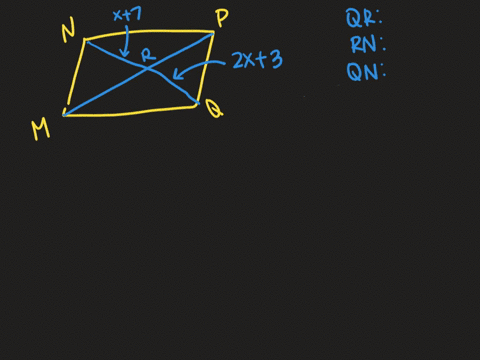 mnpq-is-a-parallelogram-with-diagonals-overlineq-n-and-overlinem-p-if-q-r2-x3-and-r-nx7-find-q-r-r-n