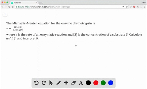 the-michaelis-menten-equation-for-the-enzyme-chymotrypsin-is-v-frac-014s0015-s-where-v-is-the-rate-o