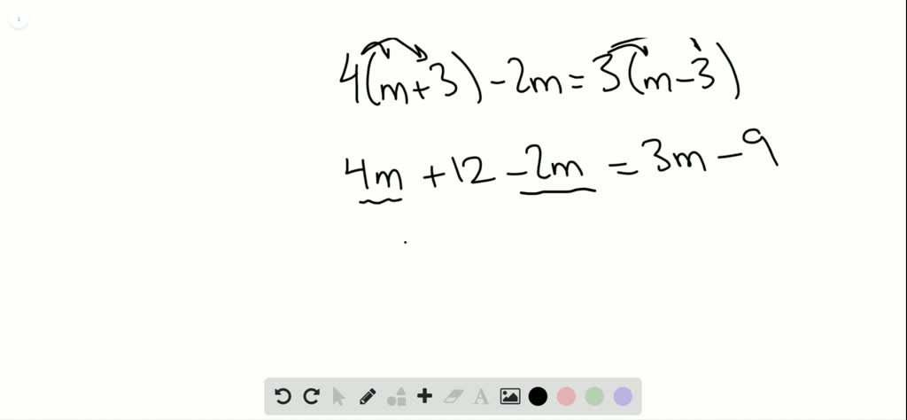 solve the given equation 4 m 3 )= 18