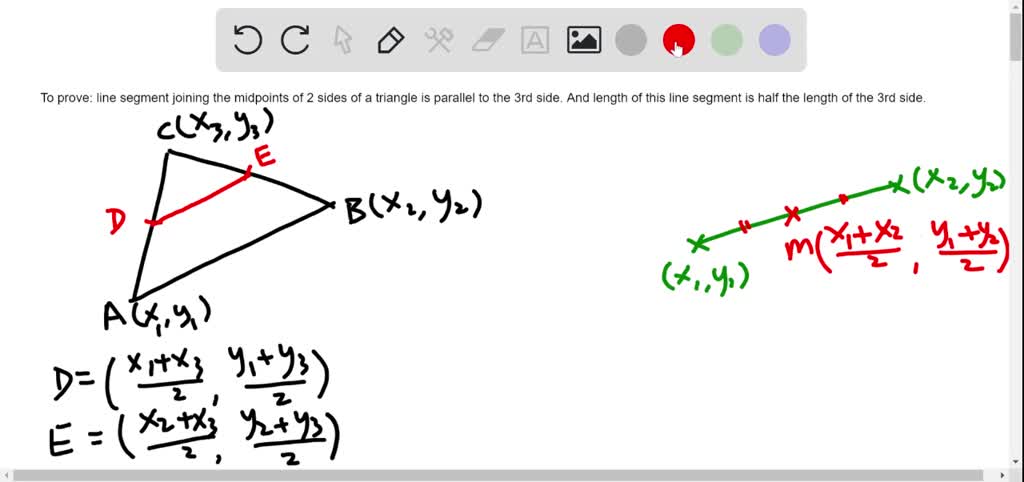 Solved Geometry Using Vectors Prove That The Line Segment Joining The Midpoints Of Two Sides 3019