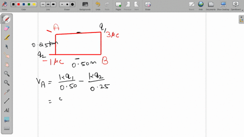 two-point-charges-are-located-at-two-corners-of-a-rectangle-as-shown-in-the-figure-a-what-is-the-ele