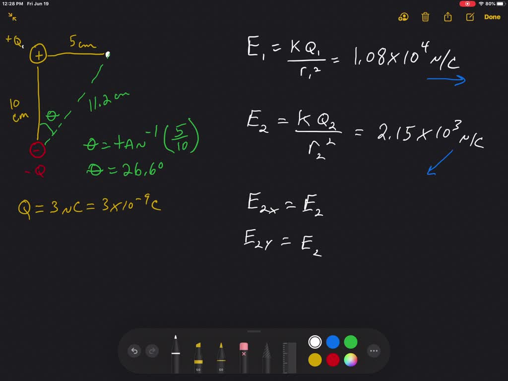 SOLVEDWhat are the strength and direction of the electric field at the