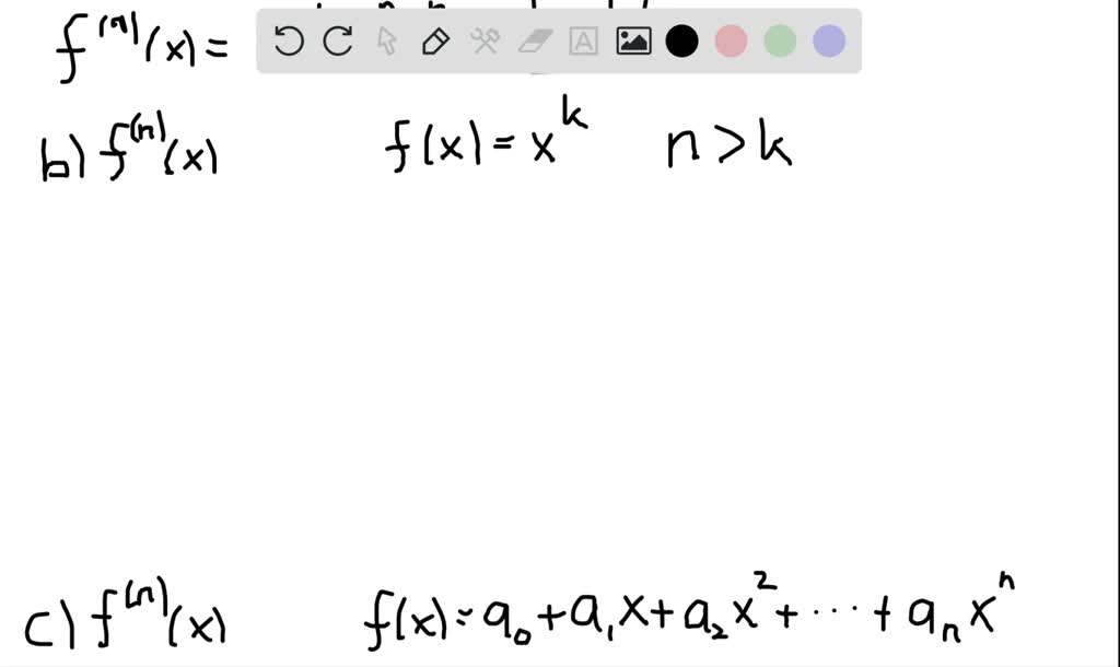 Solved A Find F N X If F X X N N 1 2 3 … B Find F N X If F X X K And N K Where K