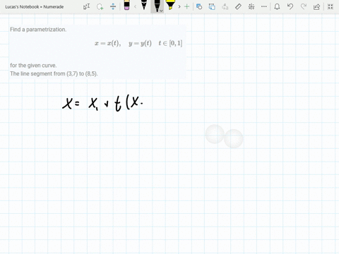 find-a-parametrization-xxt-quad-yyt-quad-t-in01-for-the-given-curve-the-line-segment-from-37-to-85