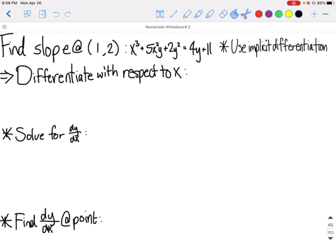 find-the-slope-of-the-tangent-to-the-curve-at-the-point-specified-x35-x2-y2-y24-y11-text-at-12-4