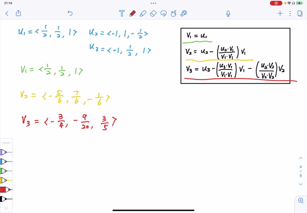 SOLVED:Use The Gram-Schmidt Orthogonalization Process (4) To Transform The Given Basis B={𝐮1, 𝐮2 ...