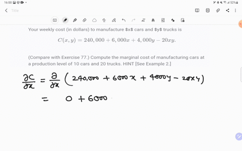 your-weekly-cost-in-dollars-to-manufacture-x-cars-and-y-trucks-is-cx-y2400006000-x4000-y-20-x-y-co-2