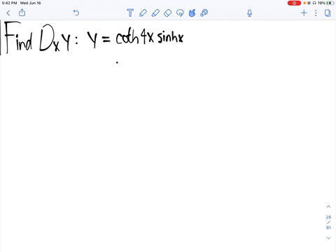 find-d_x-y-yoperatornamecoth-4-x-sinh-x