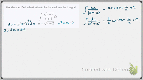 use-the-specified-substitution-to-find-or-evaluate-the-integral-beginaligned-int-fracsqrtx-2x1-d-x-2