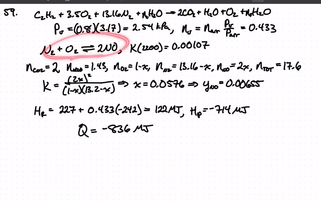 SOLVED:Acetylene gas at 25^∘ C is burned with 140 % theoretical air ...