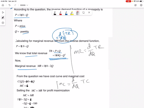 the-inverse-demand-curve-a-monopoly-faces-is-p110-q-the-firms-cost-curve-is-cq306-q-what-is-the-prof