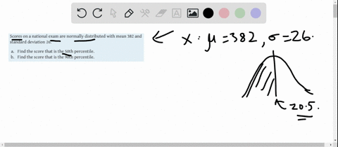 scores-on-a-national-exam-are-normally-distributed-with-mean-382-and-standard-deviation-26-a-find-th
