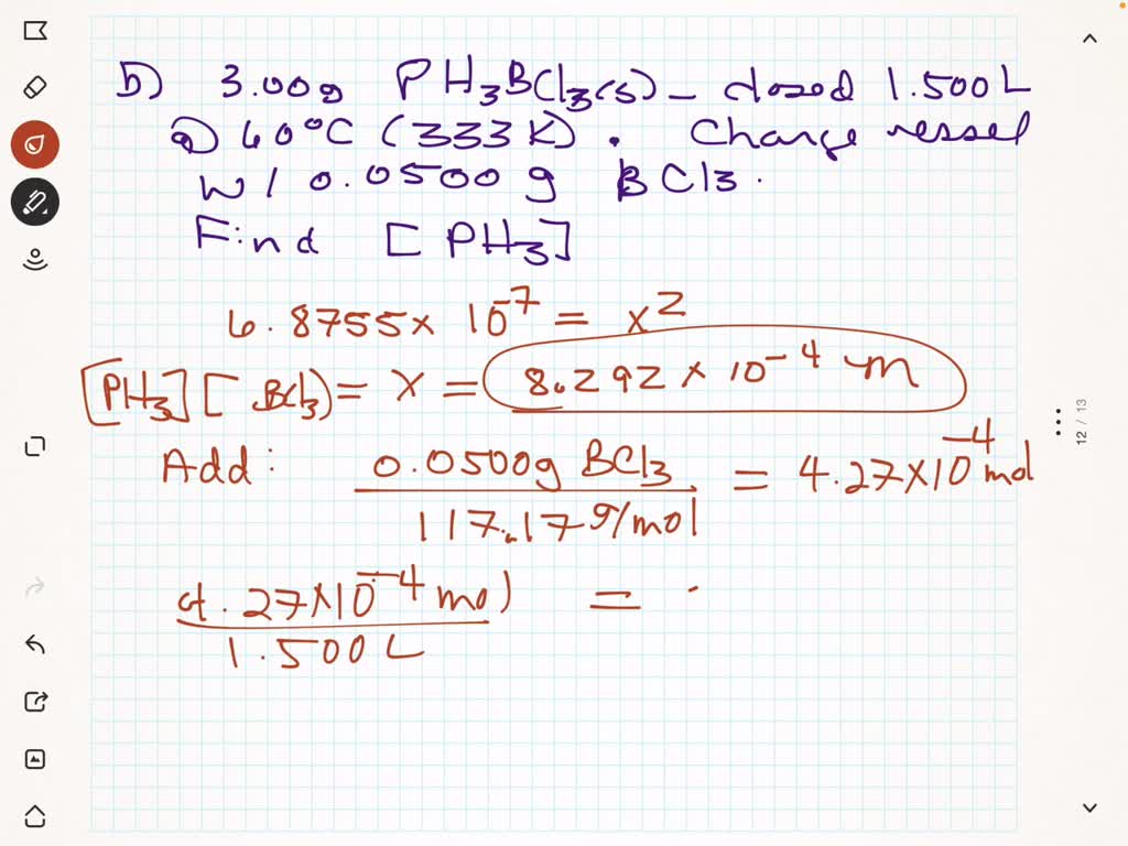 SOLVED:For The Equilibrium PH3 BCl3(s) ⇌PH3(g)+BCl3(g) Kp=5.27 At 60^∘ ...