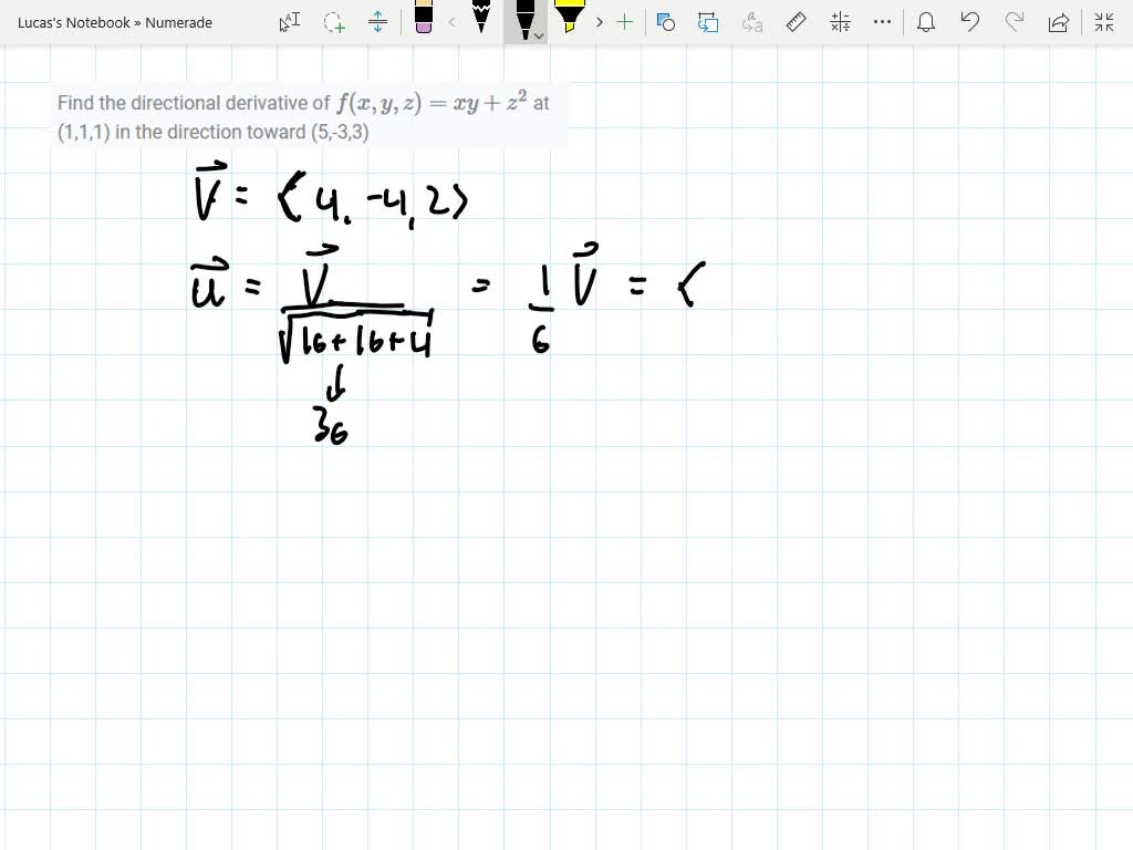 Solved Find The Directional Derivative Of F X Y Z Yz X 4 At The Point