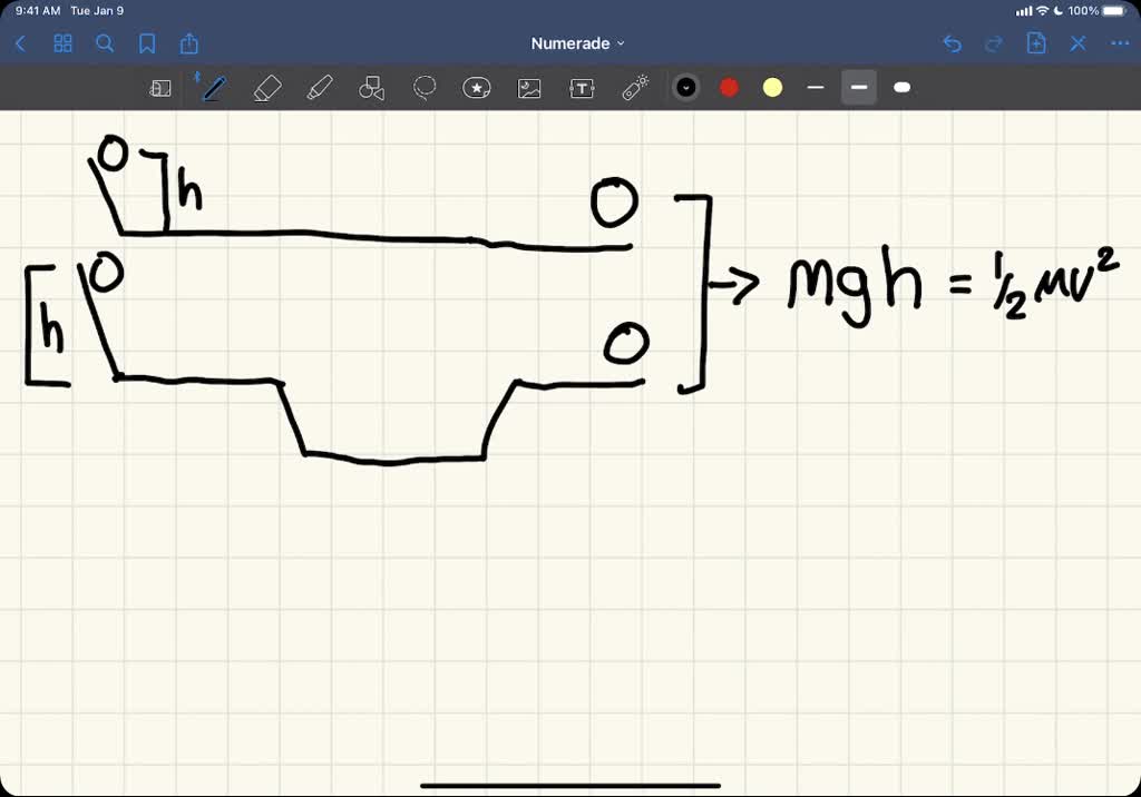 Two identical billiard balls start at the same height and the same time