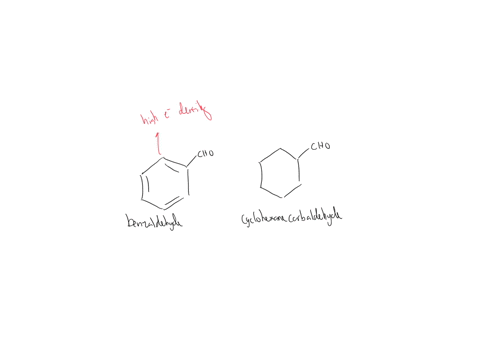 explain-why-benzaldehyde-is-less-reactive-than-cyclohexanecarbaldehyde-toward-nucleophilic-attack