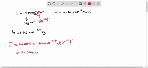 a-molecule-has-a-rotational-inertia-of-14000-mathrmu-cdot-mathrmpm2-and-is-spinning-at-an-angular-sp