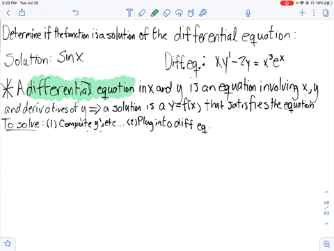 determine-whether-the-function-is-a-solution-of-the-differential-equation-x-yprime-2-yx3-ex-ysin-x