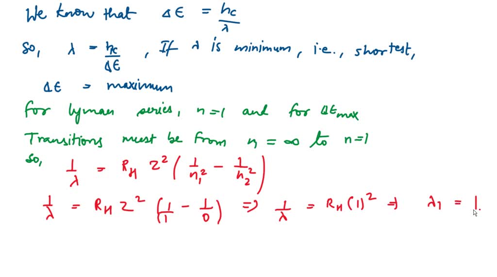 SOLVED:The shortest wavelength of H atom in the Lyman series is λ1. The ...