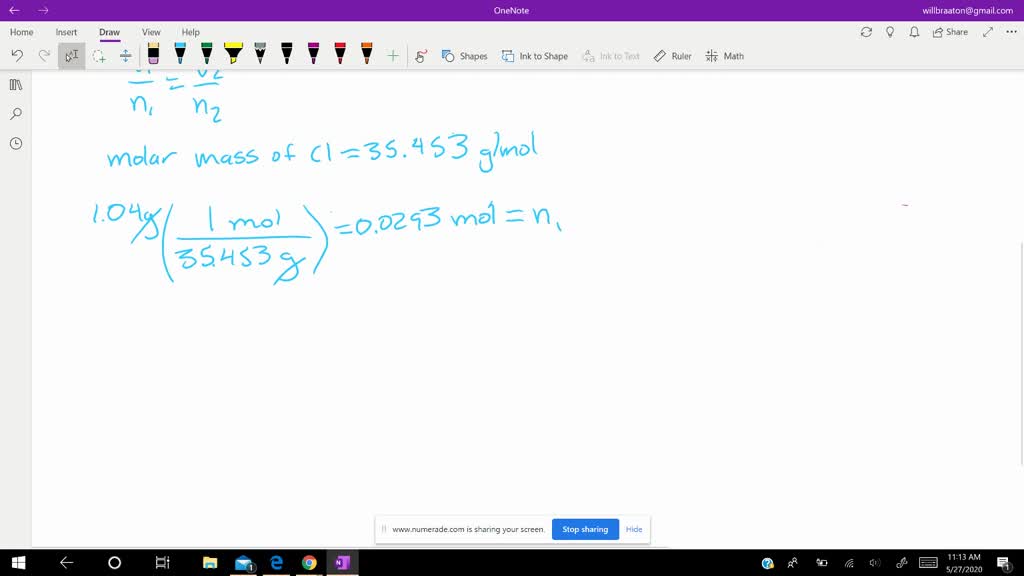 SOLVEDIf 1.04 g of chlorine gas occupies a volume of 872 mL at a
