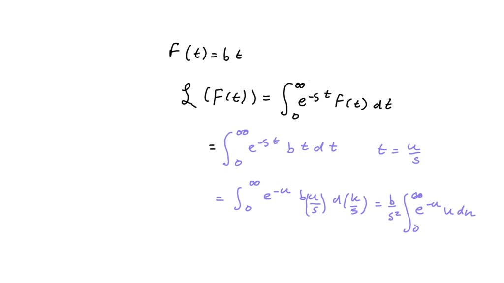 SOLVEDDerive the Laplace transform of the ramp function F(t)=b t, t ≥0