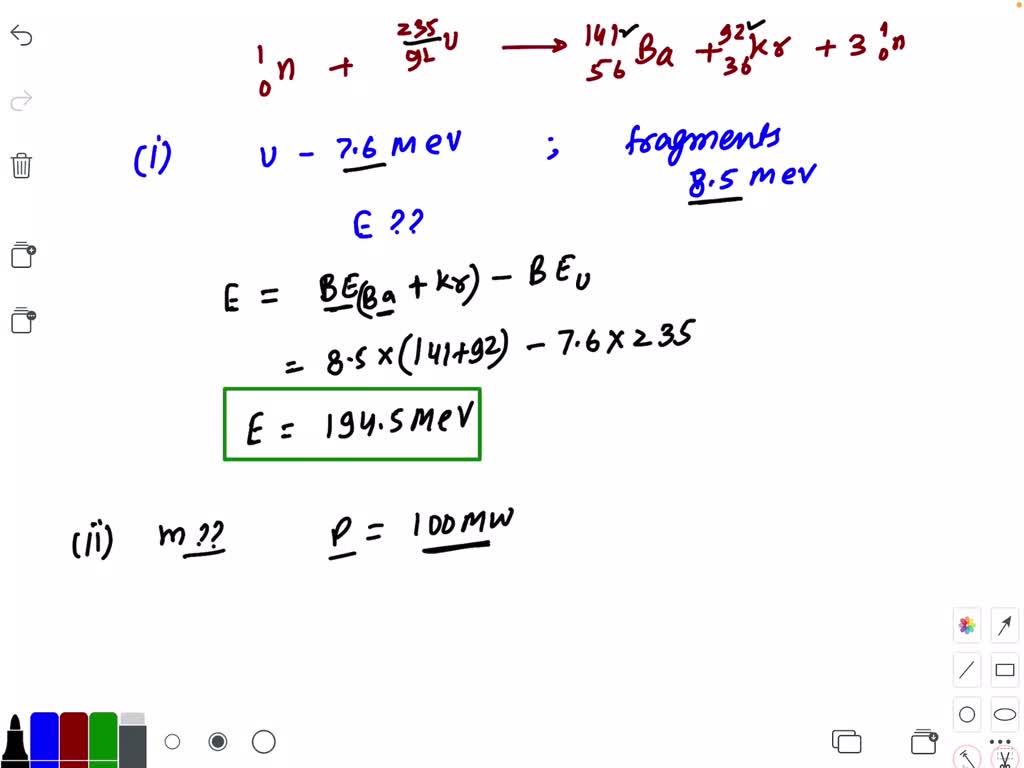 SOLVEDThe equation for the fission reaction of ^235 U is 0^1 n+ 92^235