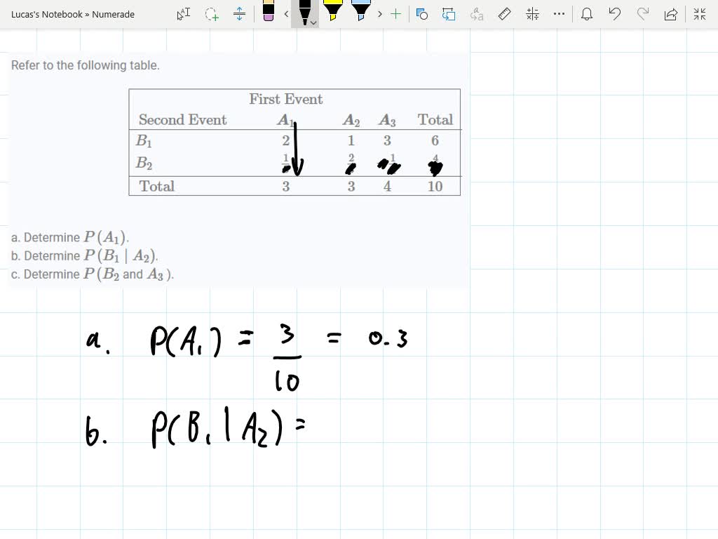 SOLVED:Refer to the following table. 3c| First Event 2 - 5 Second Event ...